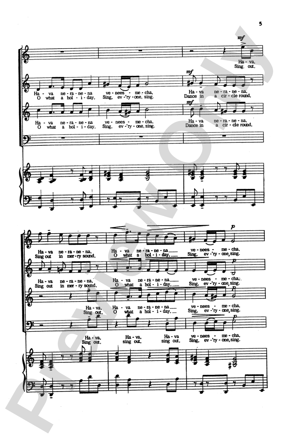 Hava Nageela: SATB Choral Octavo