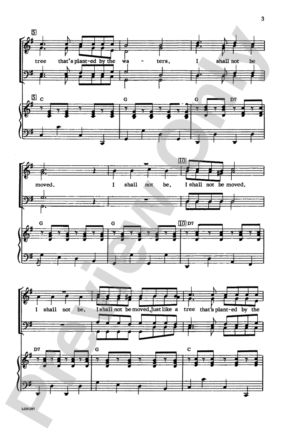 I Shall Not Be Moved: TTBB Choral Octavo