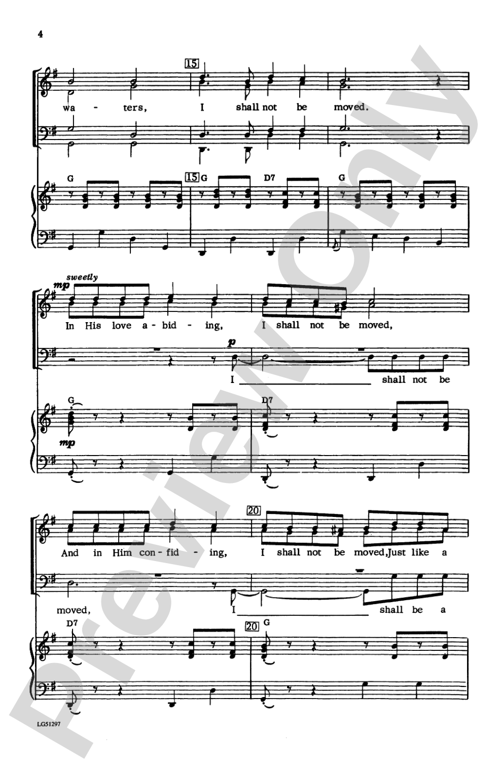 I Shall Not Be Moved: TTBB Choral Octavo