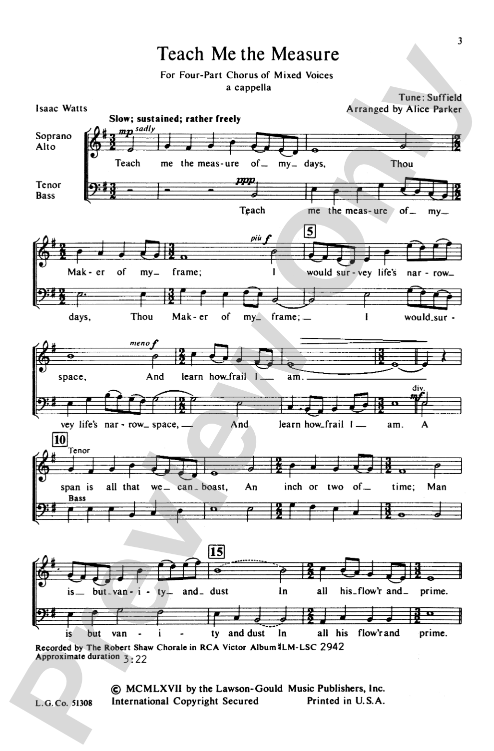 Teach Me the Measure: SATB Choral Octavo