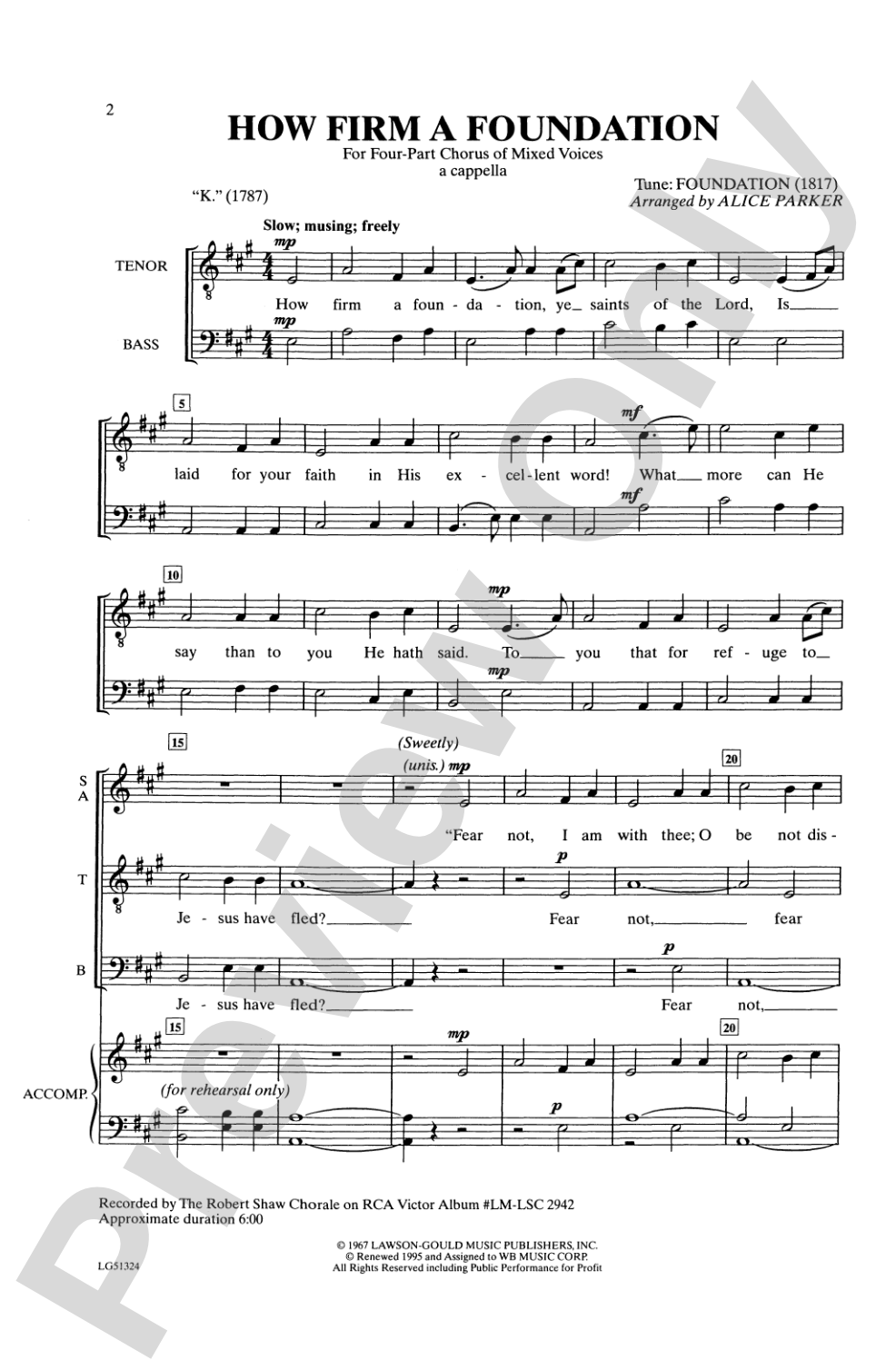 How Firm a Foundation: SATB Choral Octavo