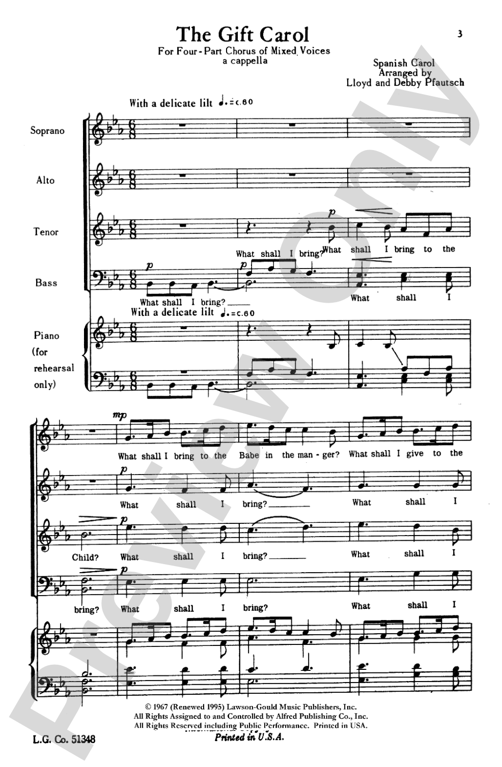 The Gift Carol: SATB Choral Octavo