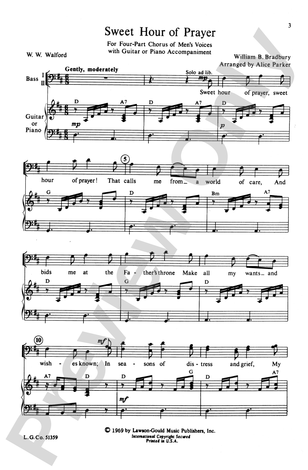 Sweet Hour of Prayer: TTBB Choral Octavo