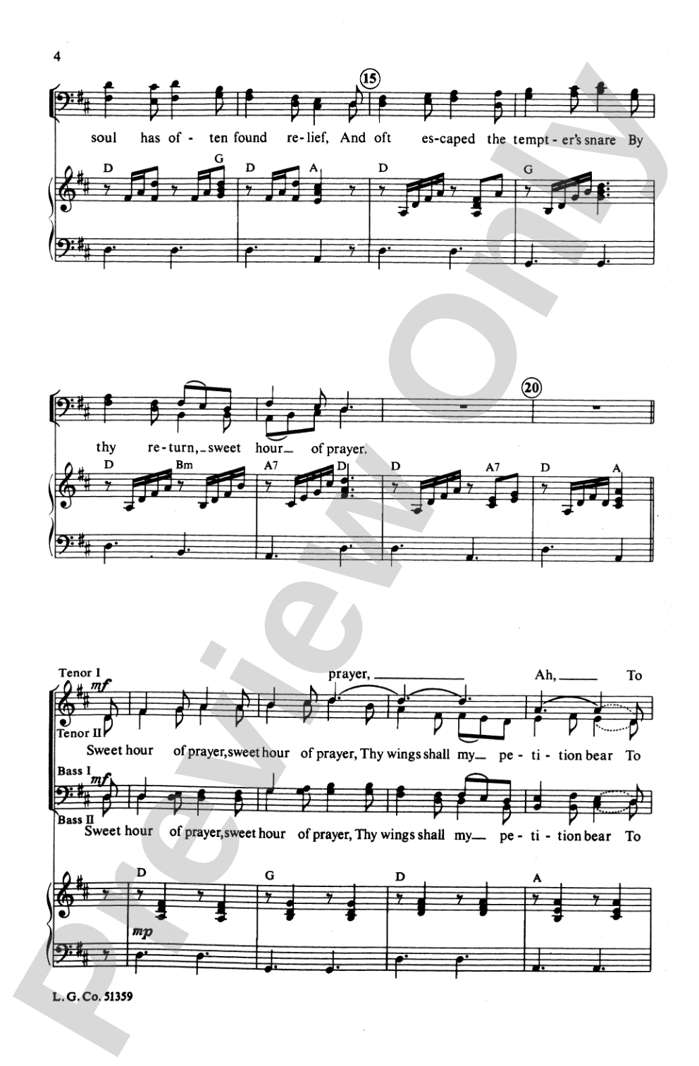 Sweet Hour of Prayer: TTBB Choral Octavo