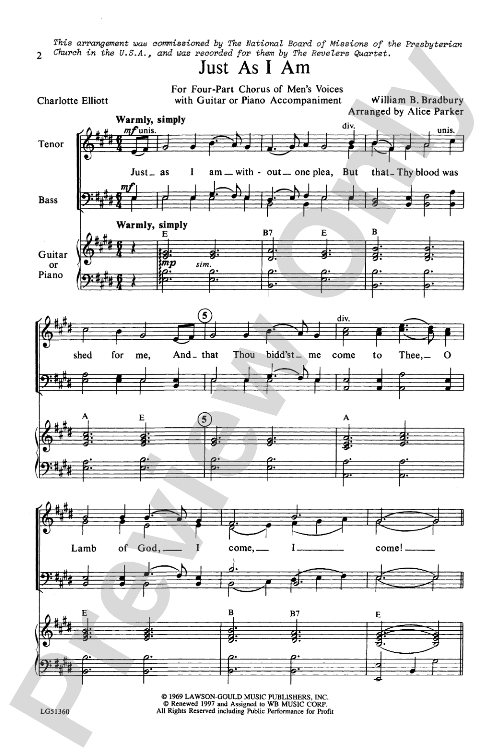 Just As I Am: TTBB Choral Octavo