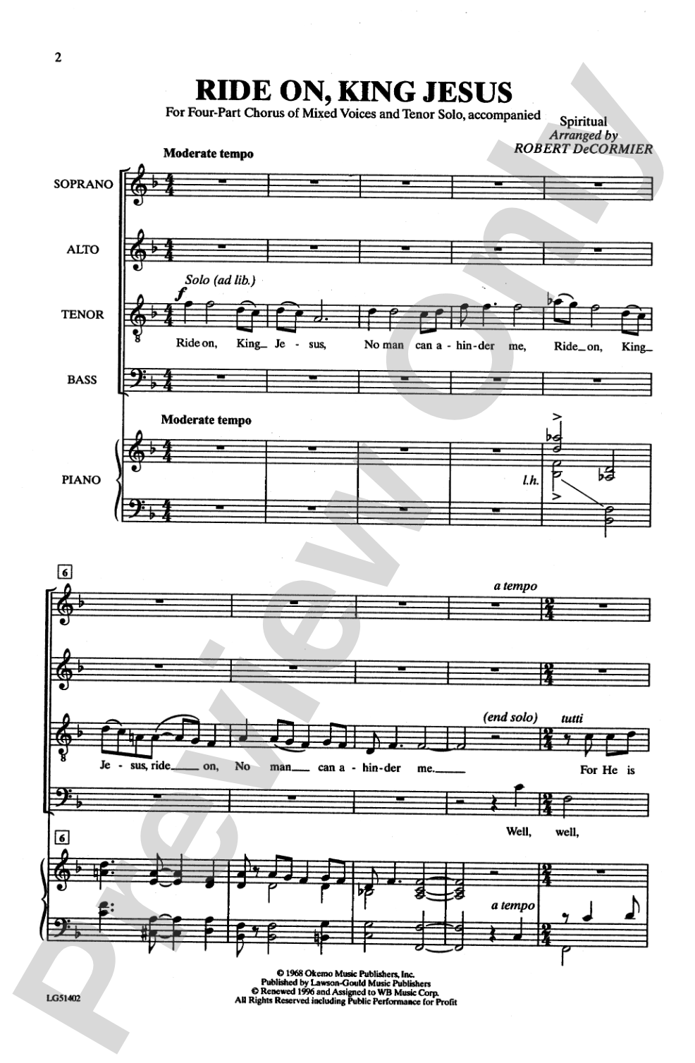 Ride On, King Jesus: SATB Choral Octavo