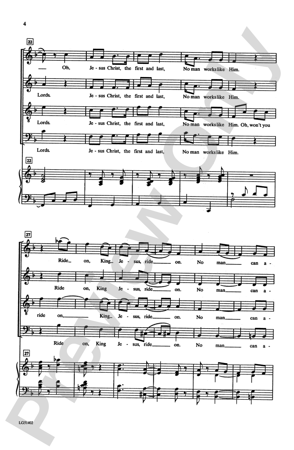 Ride On, King Jesus: SATB Choral Octavo