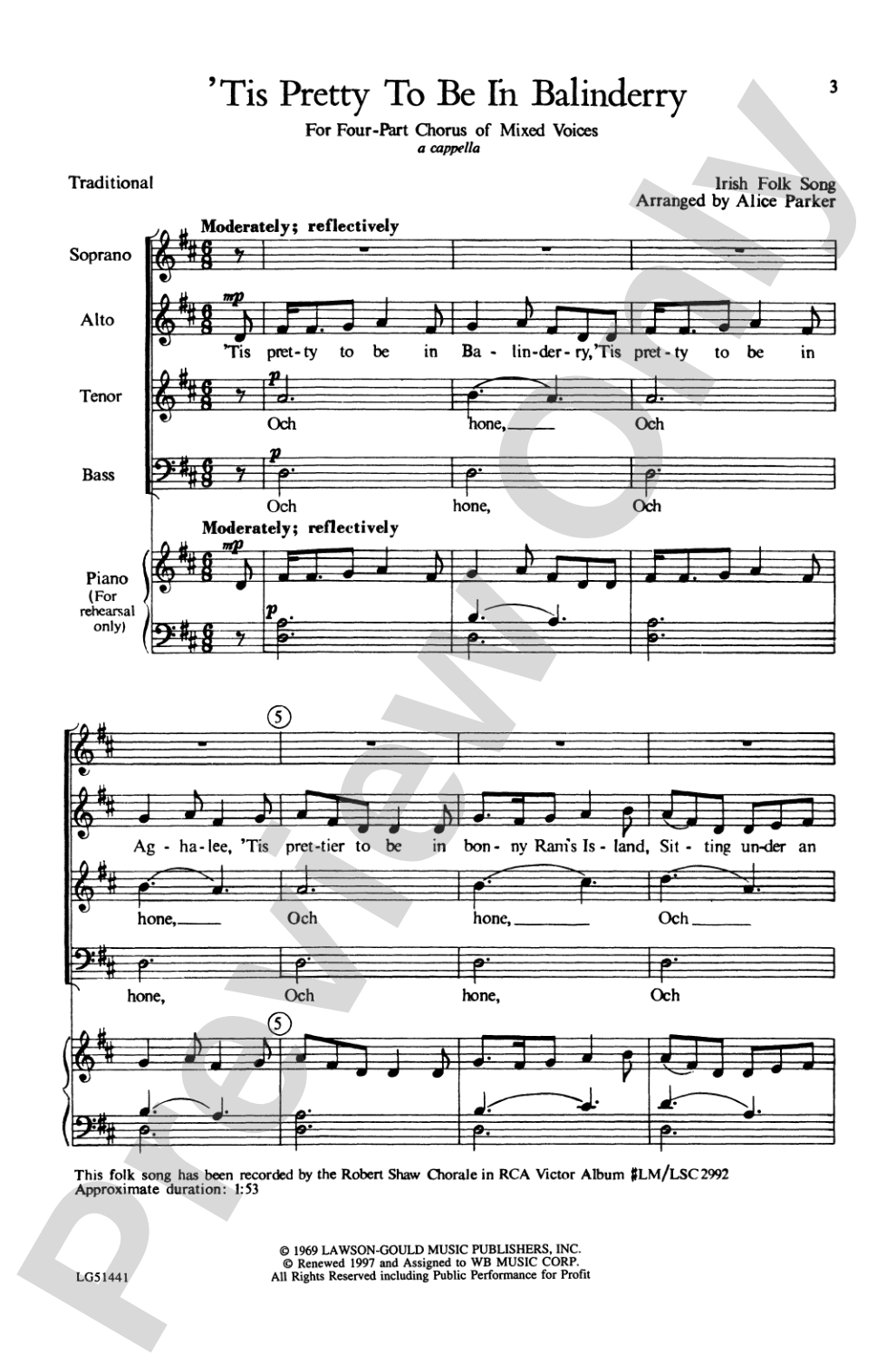 Tis Pretty to Be in Balinderry: SATB Choral Octavo