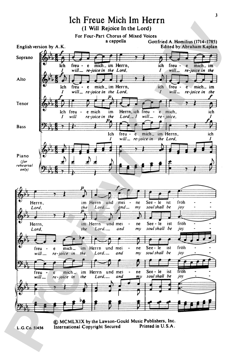 Ich Freue Mich Im Herrn (I Will Rejoice in the Lord): SATB Choral Octavo