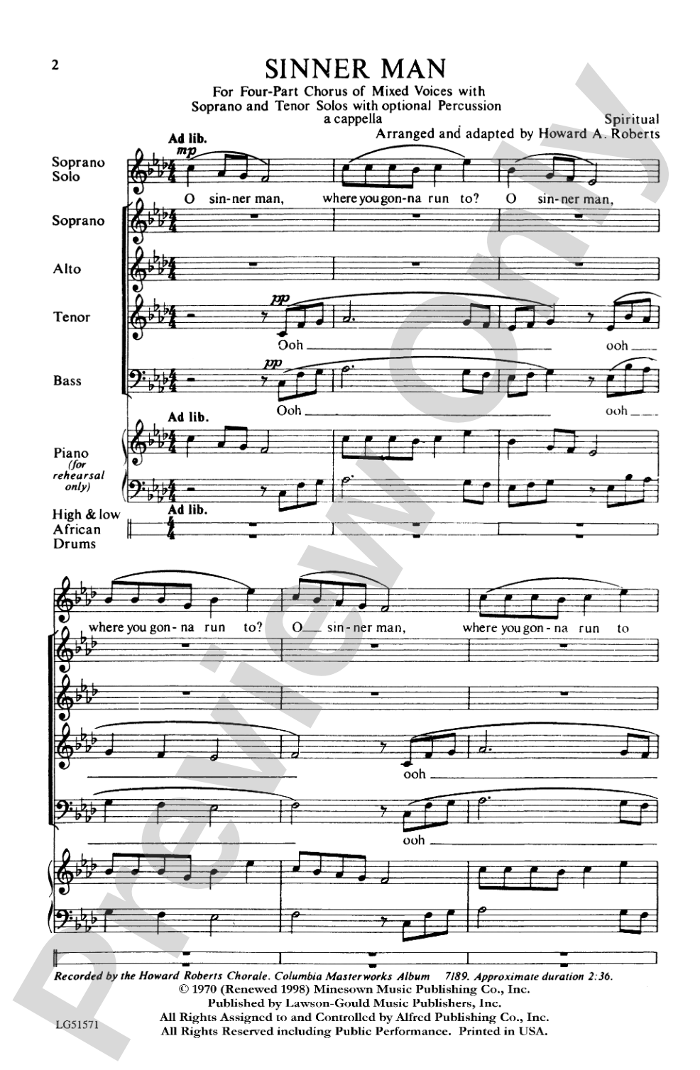 Sinner Man: SATB Choral Octavo