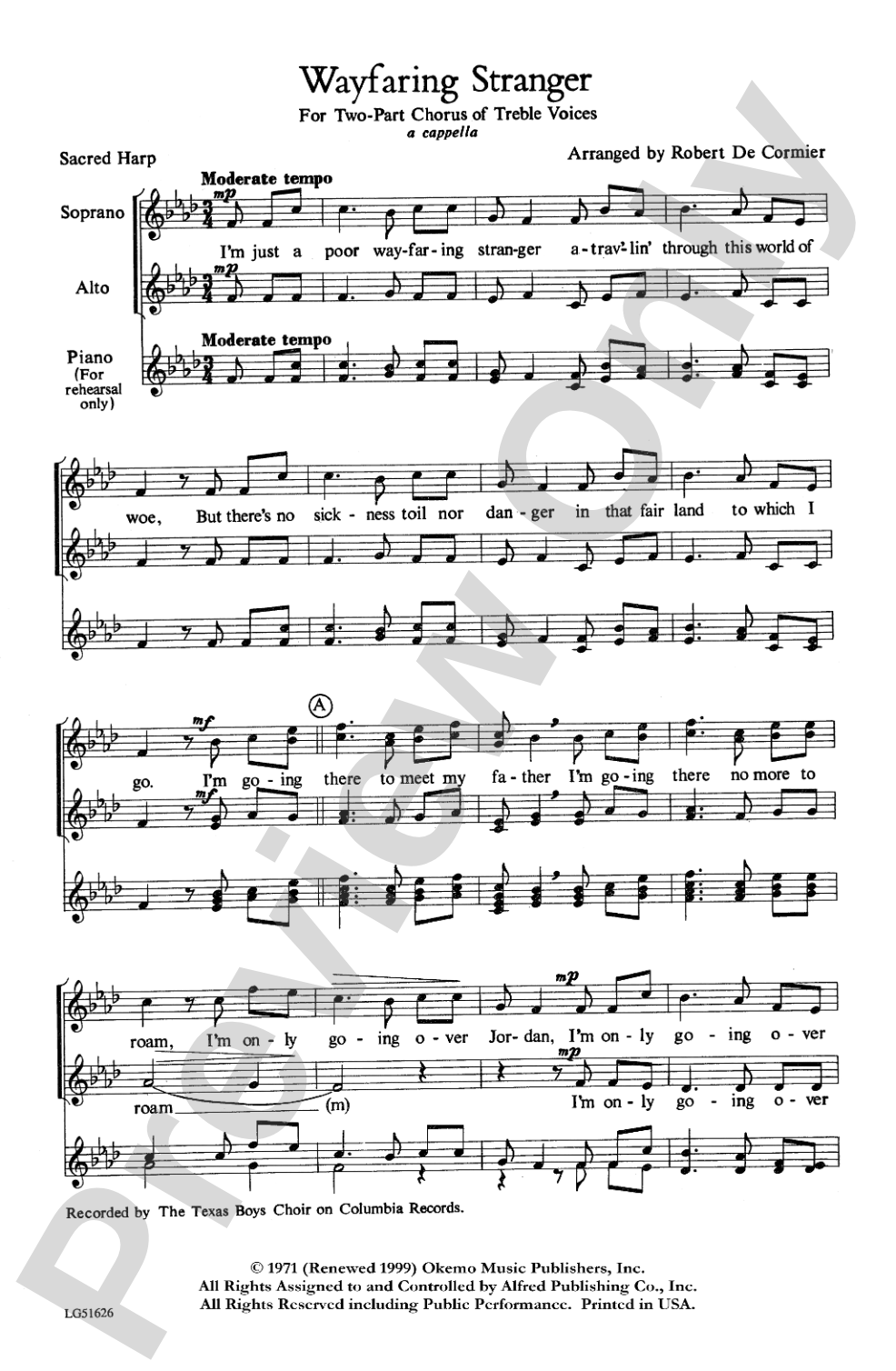 Wayfaring Stranger: 2-Part, <I>a cappella</I> Choral Octavo