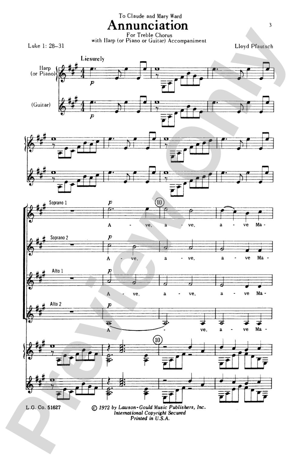 Annunciation: SSAA Choral Octavo