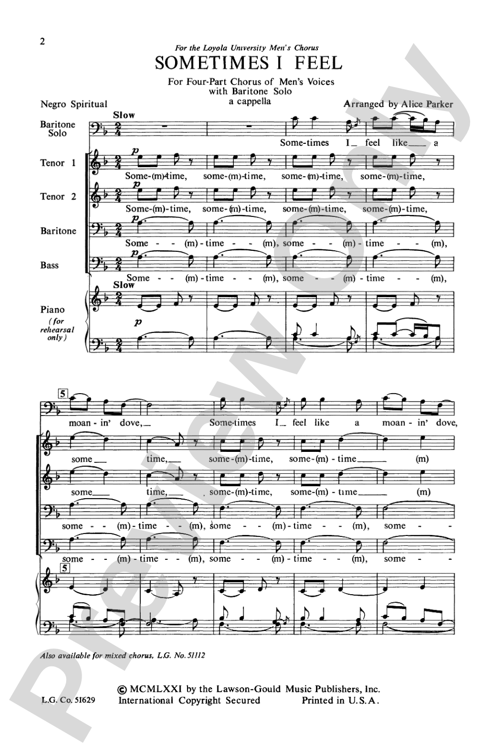 Sometimes I Feel: TTBB Choral Octavo