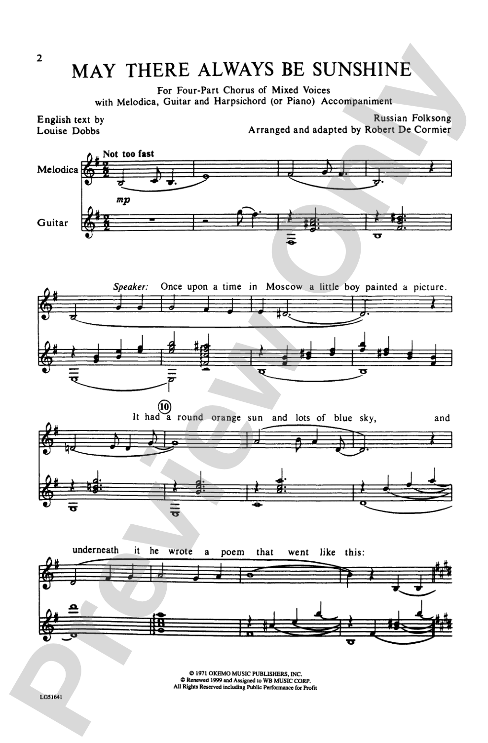 May There Always Be Sunshine: SATB Choral Octavo
