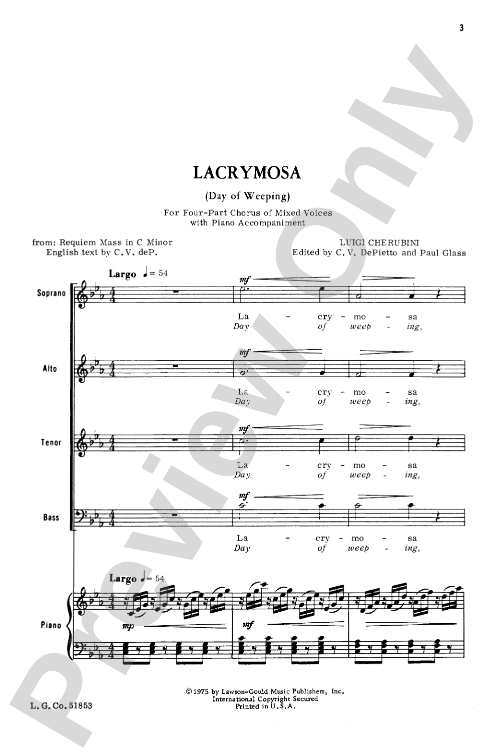 Lacrymosa: SATB Choral Octavo