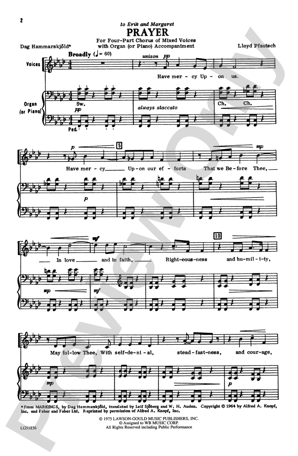 Prayer: SATB Choral Octavo