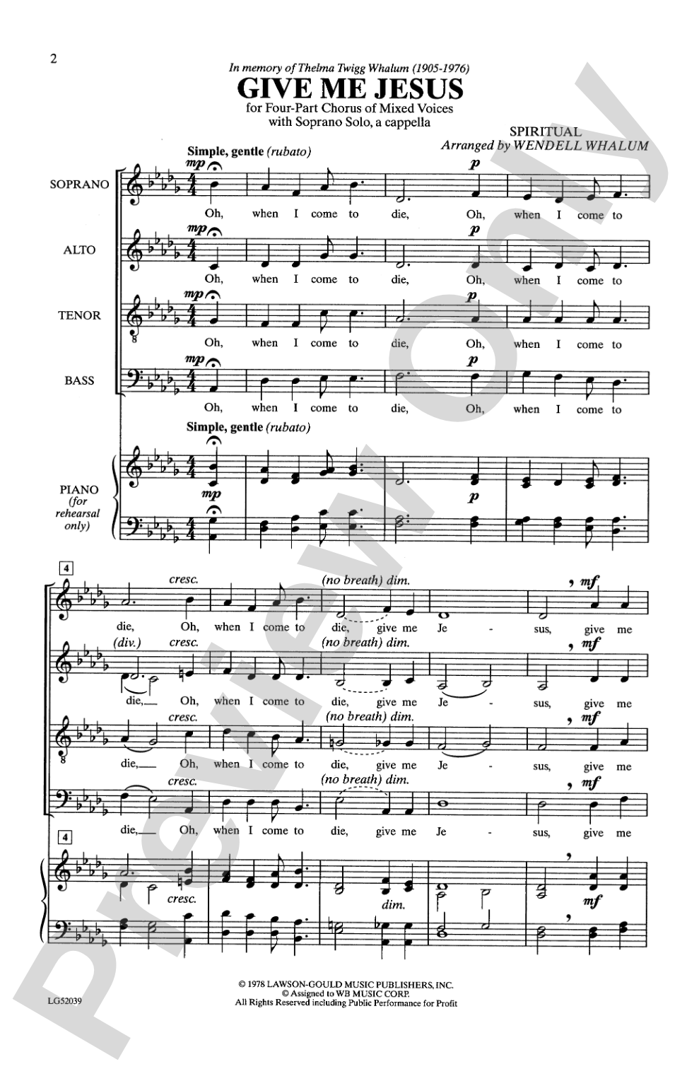 Give Me Jesus: SATB Choral Octavo
