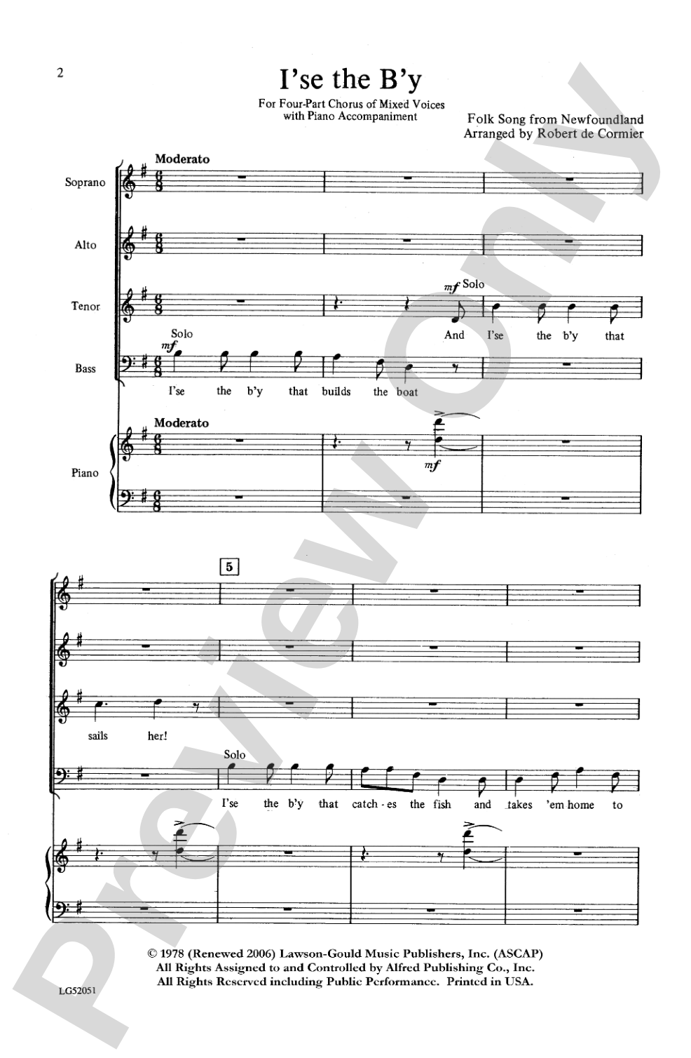 I'se the B'y: SATB Choral Octavo