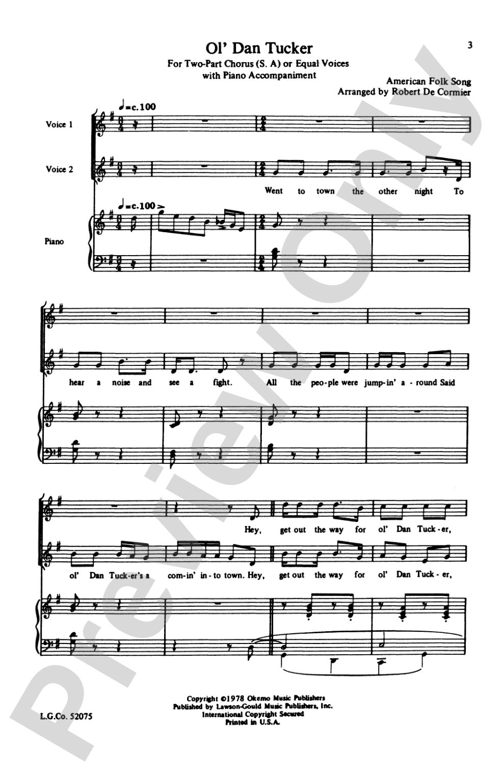 Ol' Dan Tucker: 2-Part Choral Octavo
