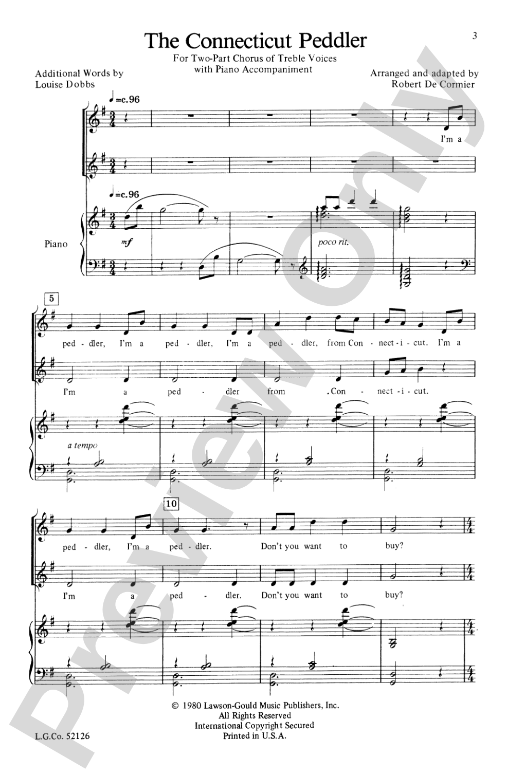 The Connecticut Peddler: 2-Part Choral Octavo
