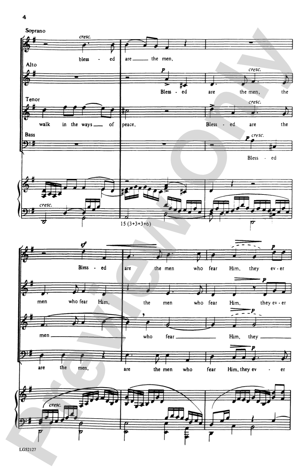 Blessed Are the Men Who Fear Him (from <I>Elijah</I>): SATB Choral Octavo