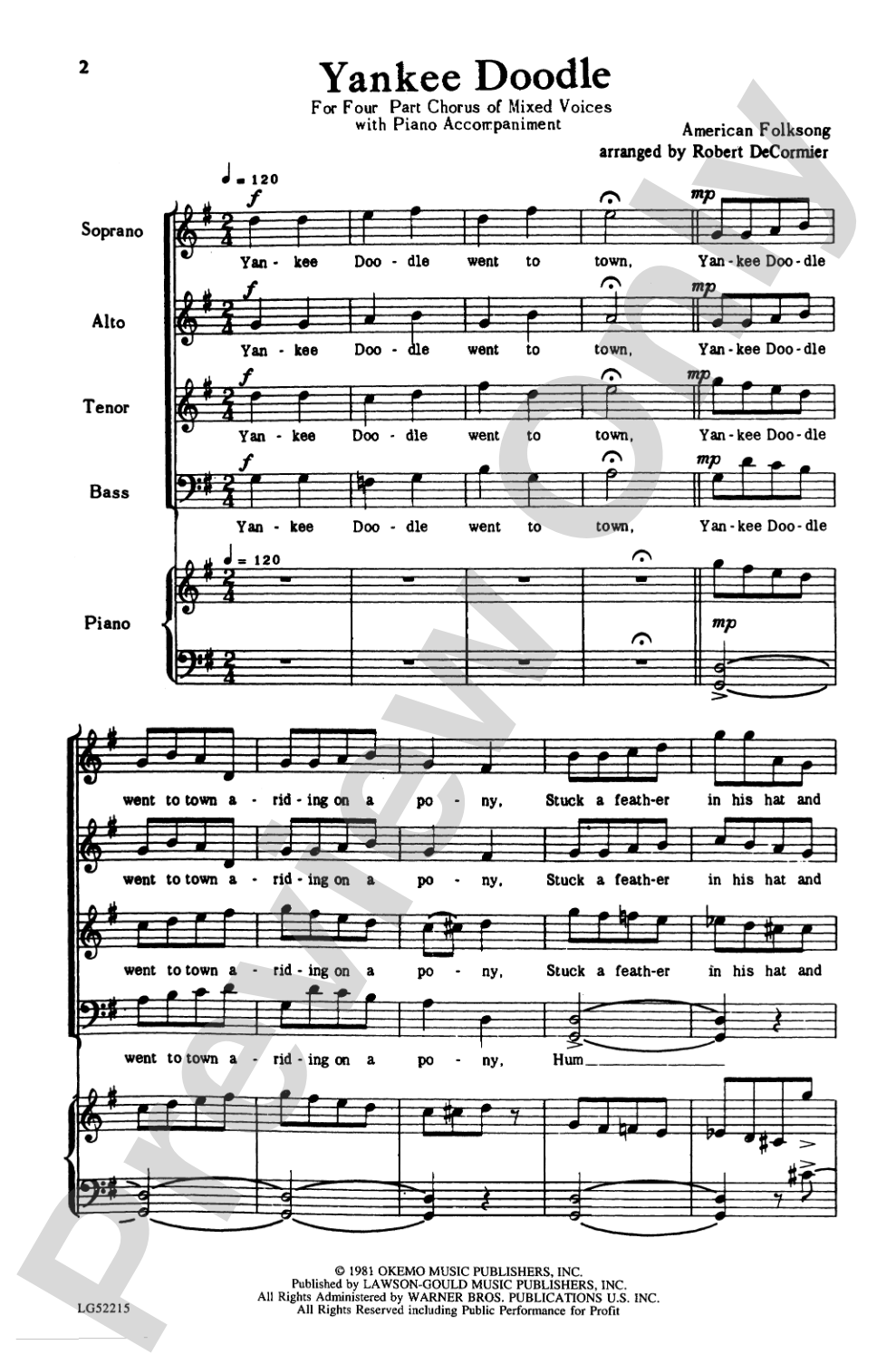 Yankee Doodle: SATB Choral Octavo