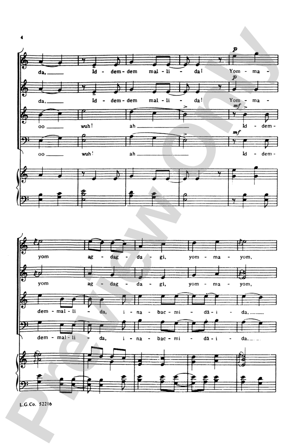 Iddem-dem Mallida: SATB Choral Octavo