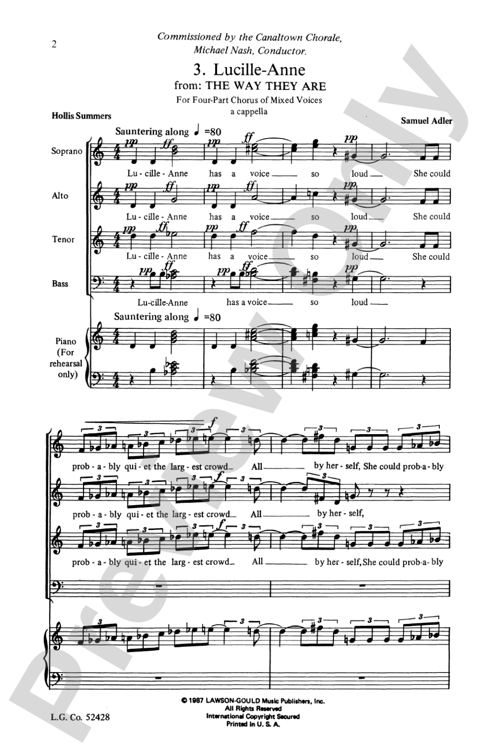 Lucille-Anne / Jeff (from <I>The Way They Are</I>): SATB Choral Octavo