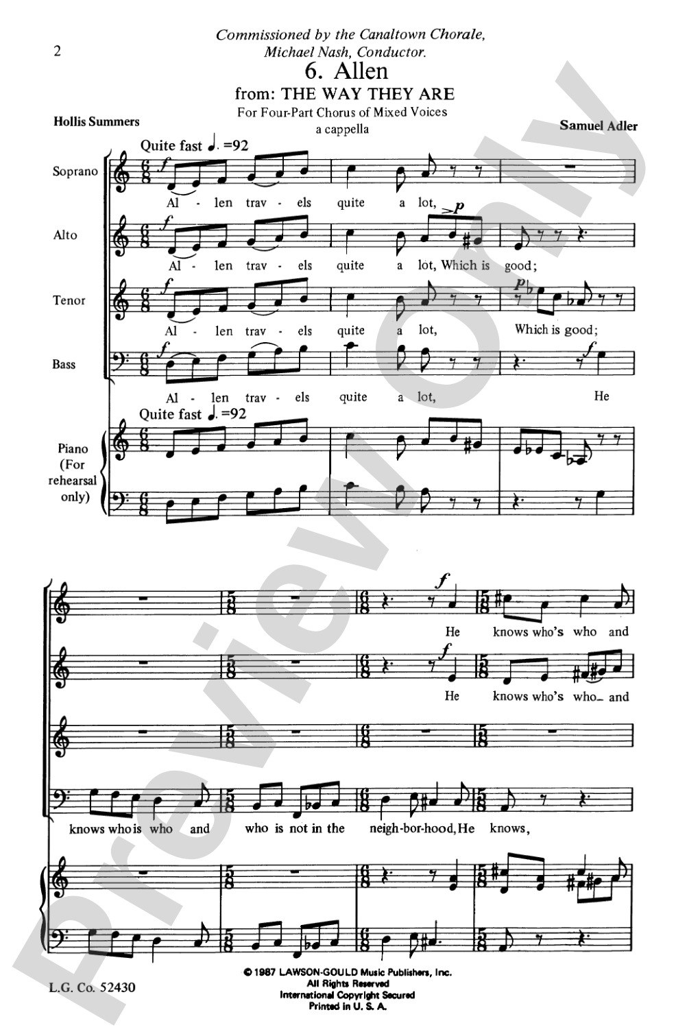 Allen (from <I>The Way They Are</I>): SATB Choral Octavo