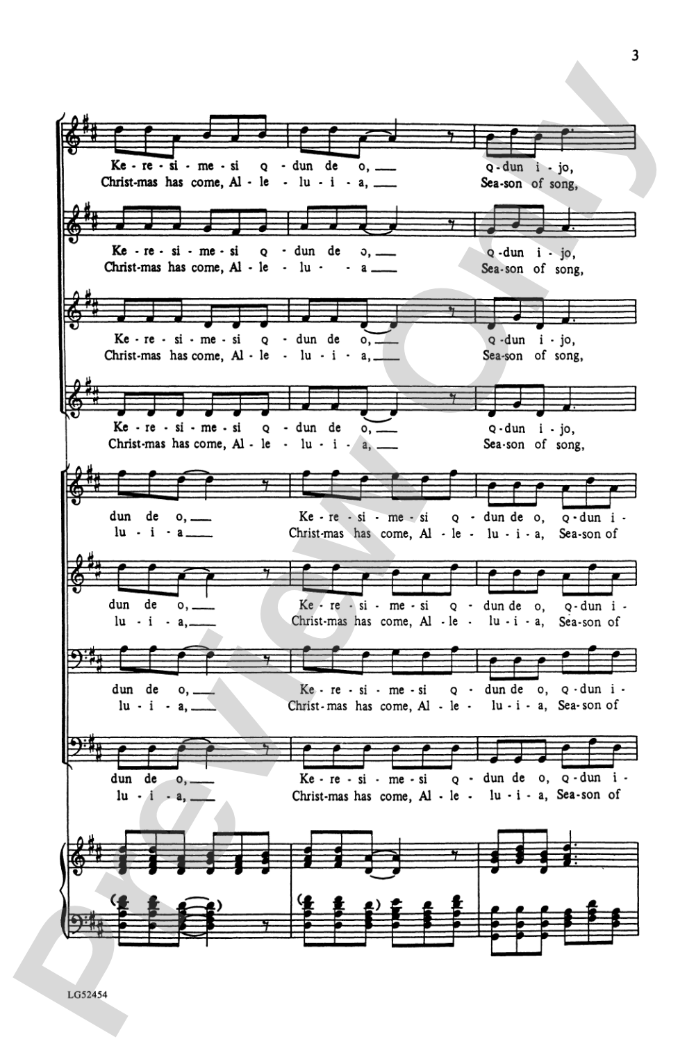 Keresimesi Qdun De O: SATB Choral Octavo
