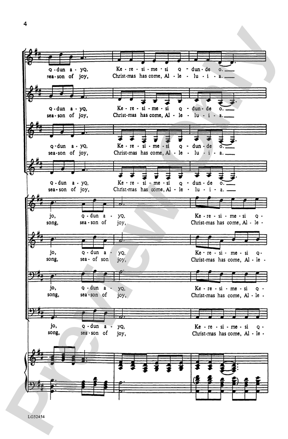 Keresimesi Qdun De O: SATB Choral Octavo