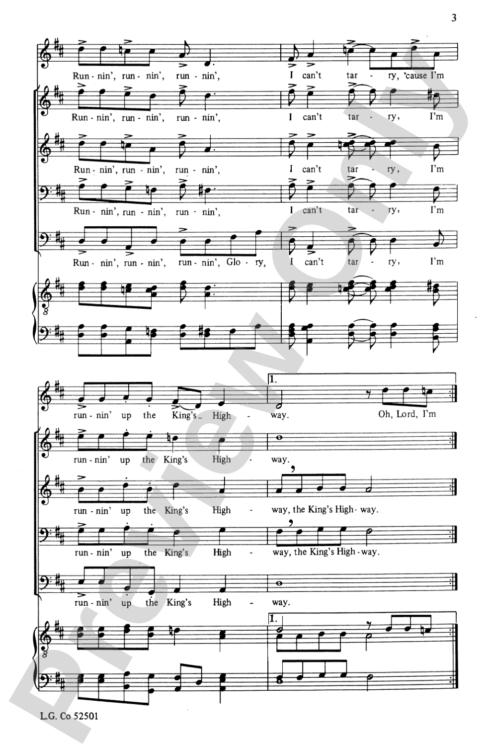 I Can't Tarry: TTBB Choral Octavo