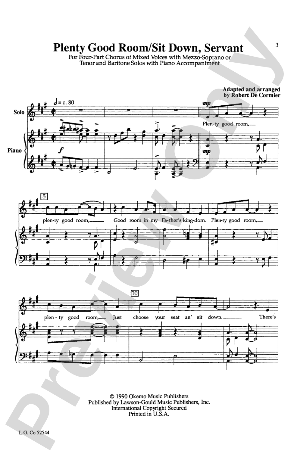 Plenty Good Room (Sit Down Servant): SATB Choral Octavo
