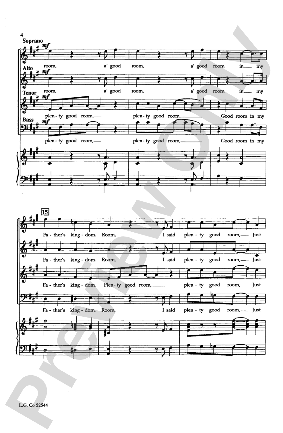 Plenty Good Room (Sit Down Servant): SATB Choral Octavo