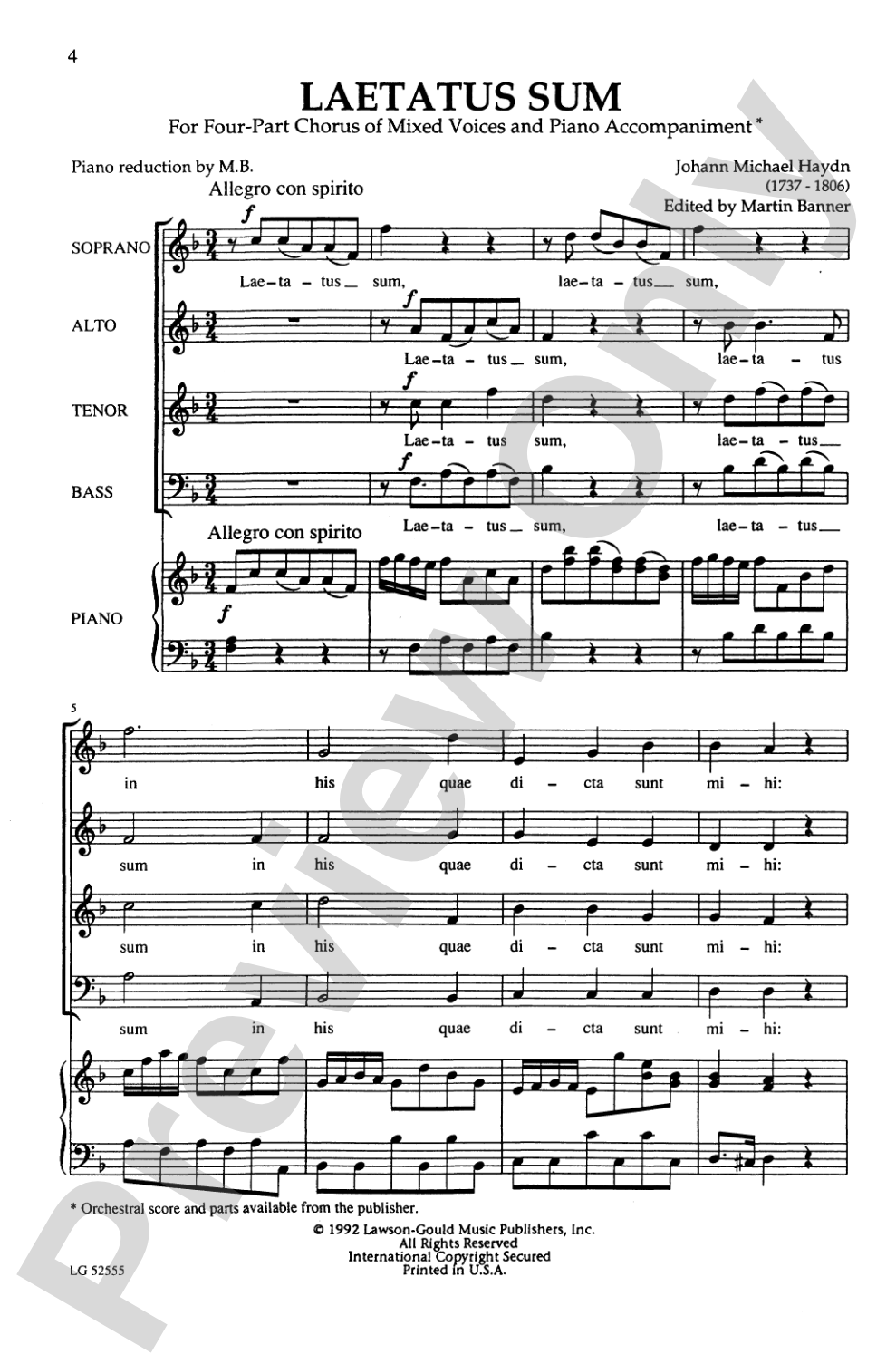 Laetatus Sum: SATB Choral Octavo