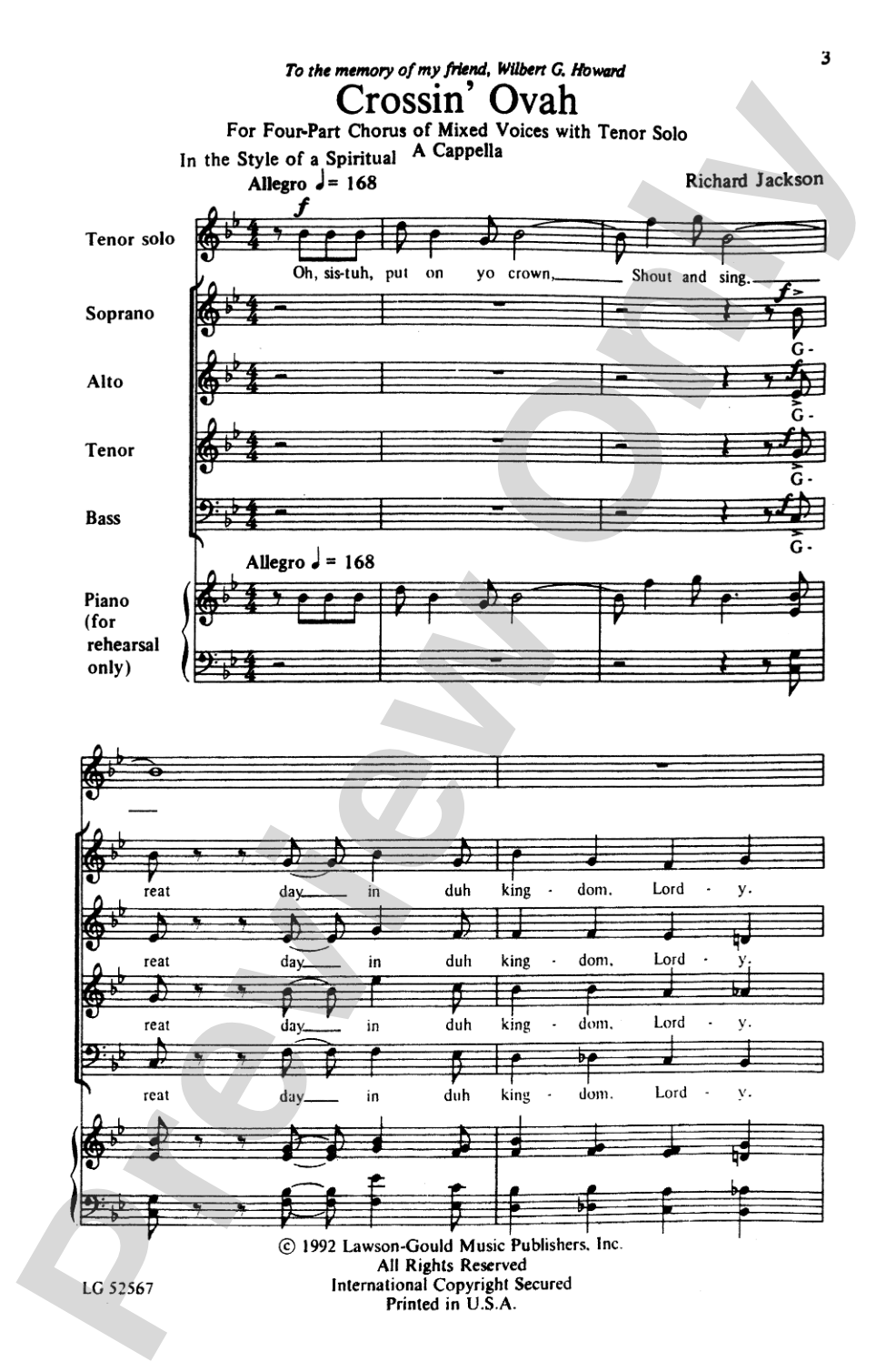 Crossin' Ovah: SATB Choral Octavo