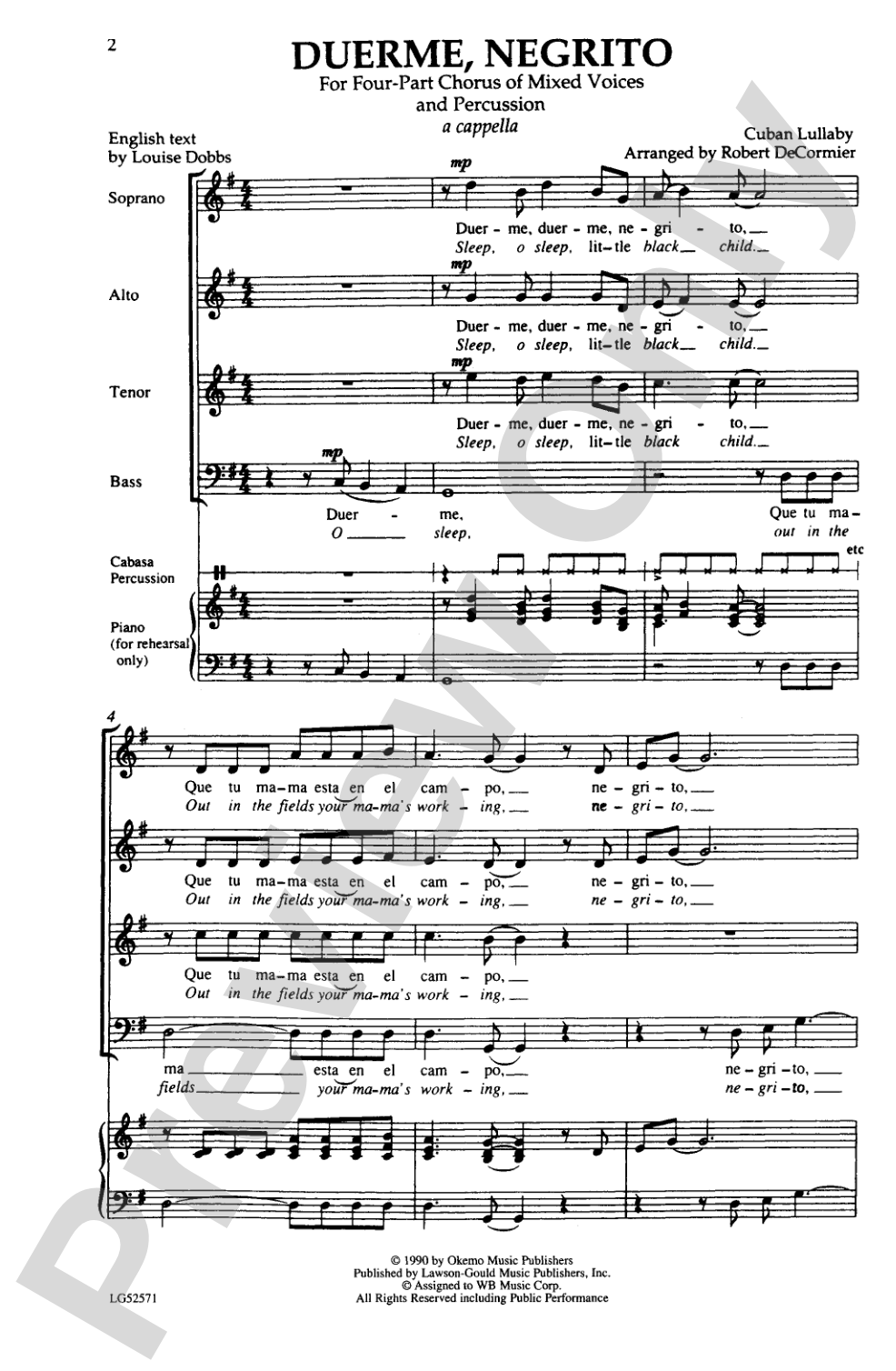 Duerme, Negrito: SATB Choral Octavo