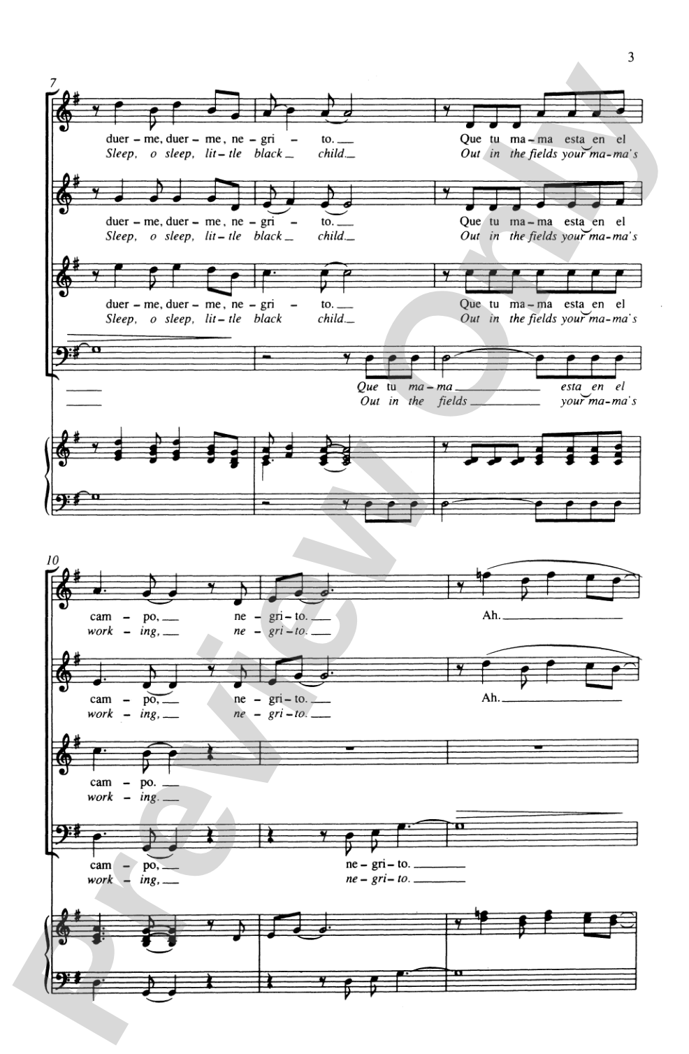 Duerme, Negrito: SATB Choral Octavo