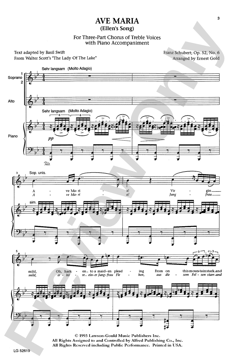 Ave Maria (Op. 52, No. 6): SSA Choral Octavo