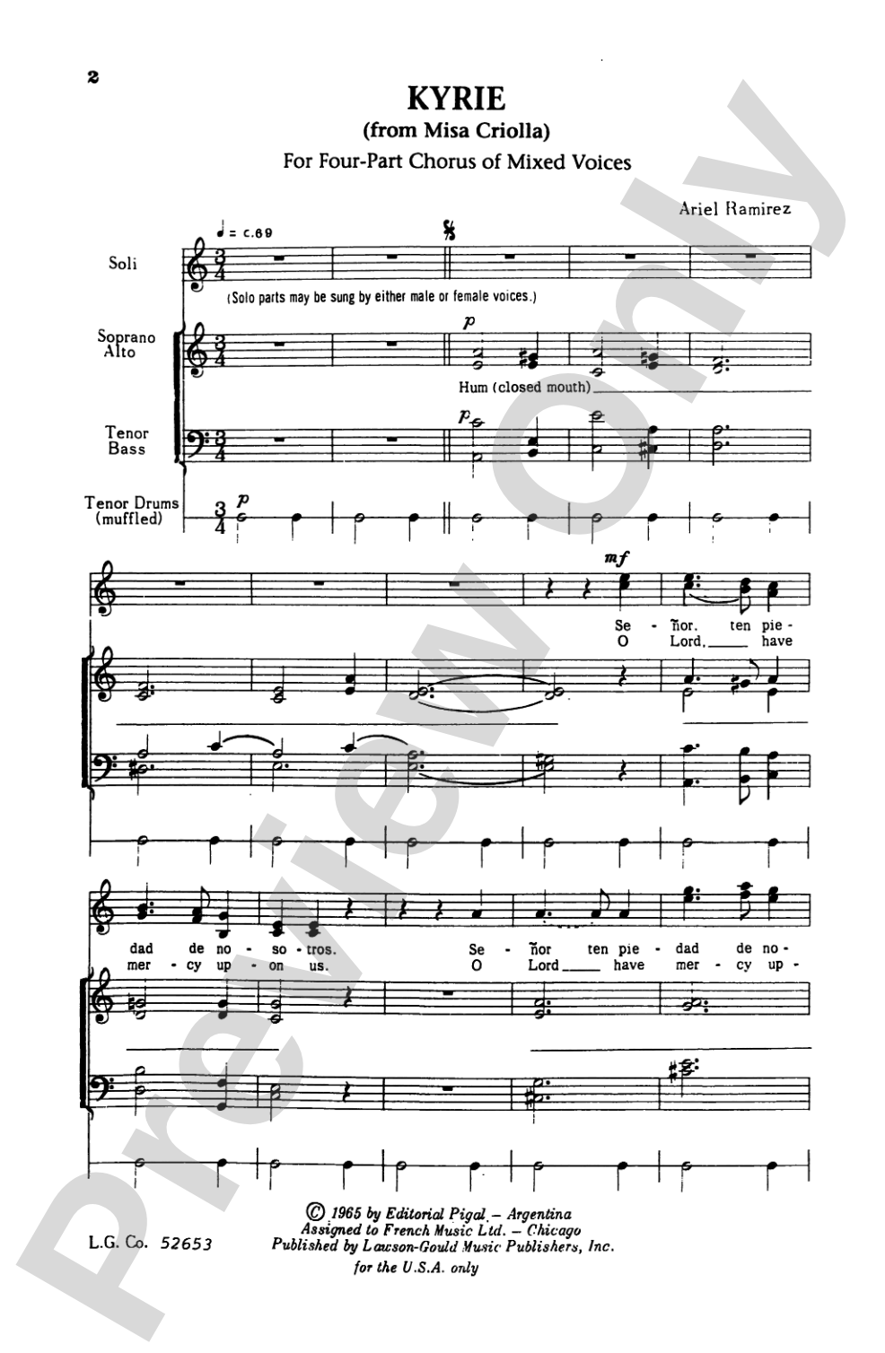 Kyrie (from <I>Misa Criolla</I>): SATB Choral Octavo