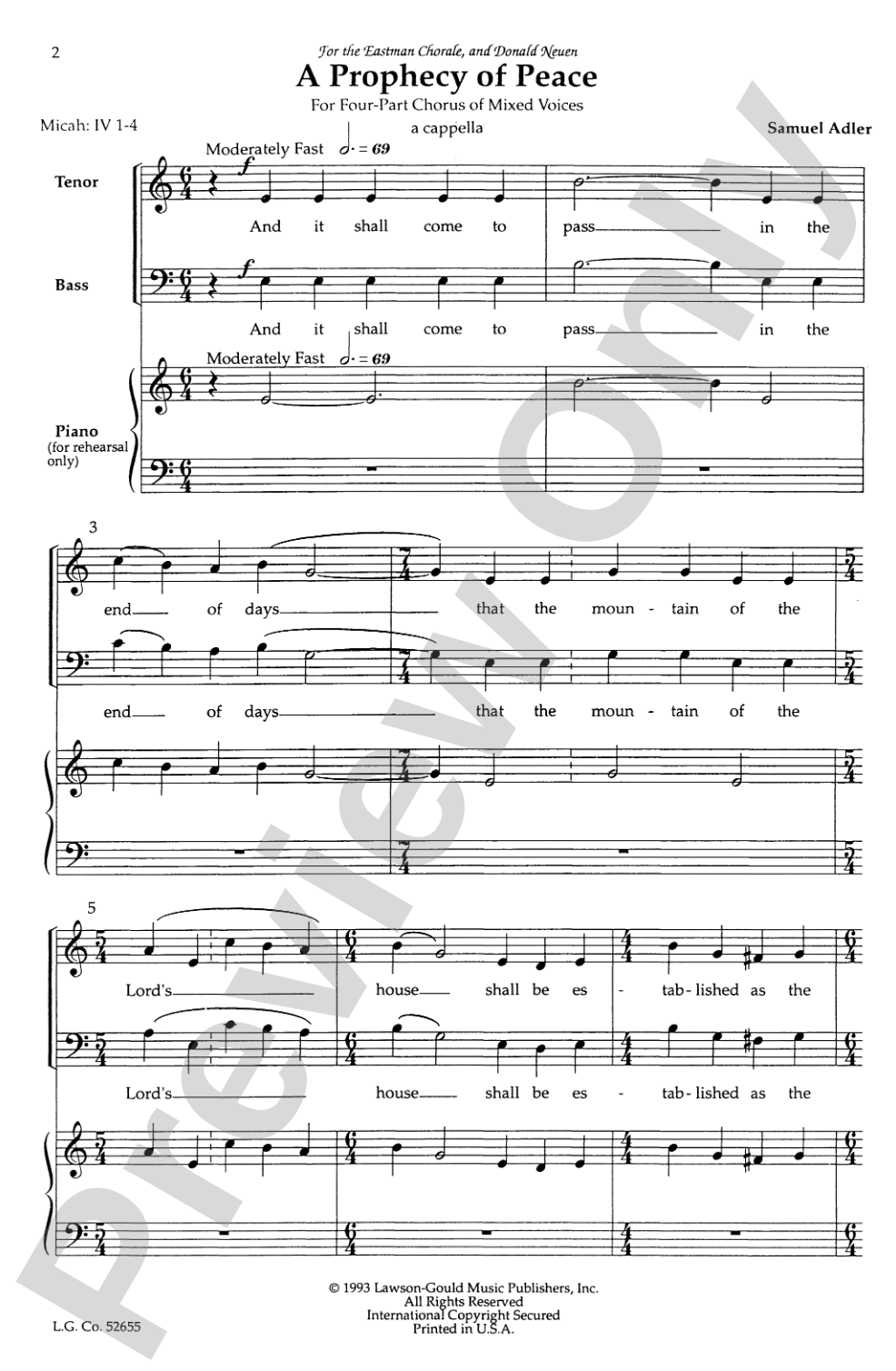 A Prophecy of Peace: SATB Choral Octavo