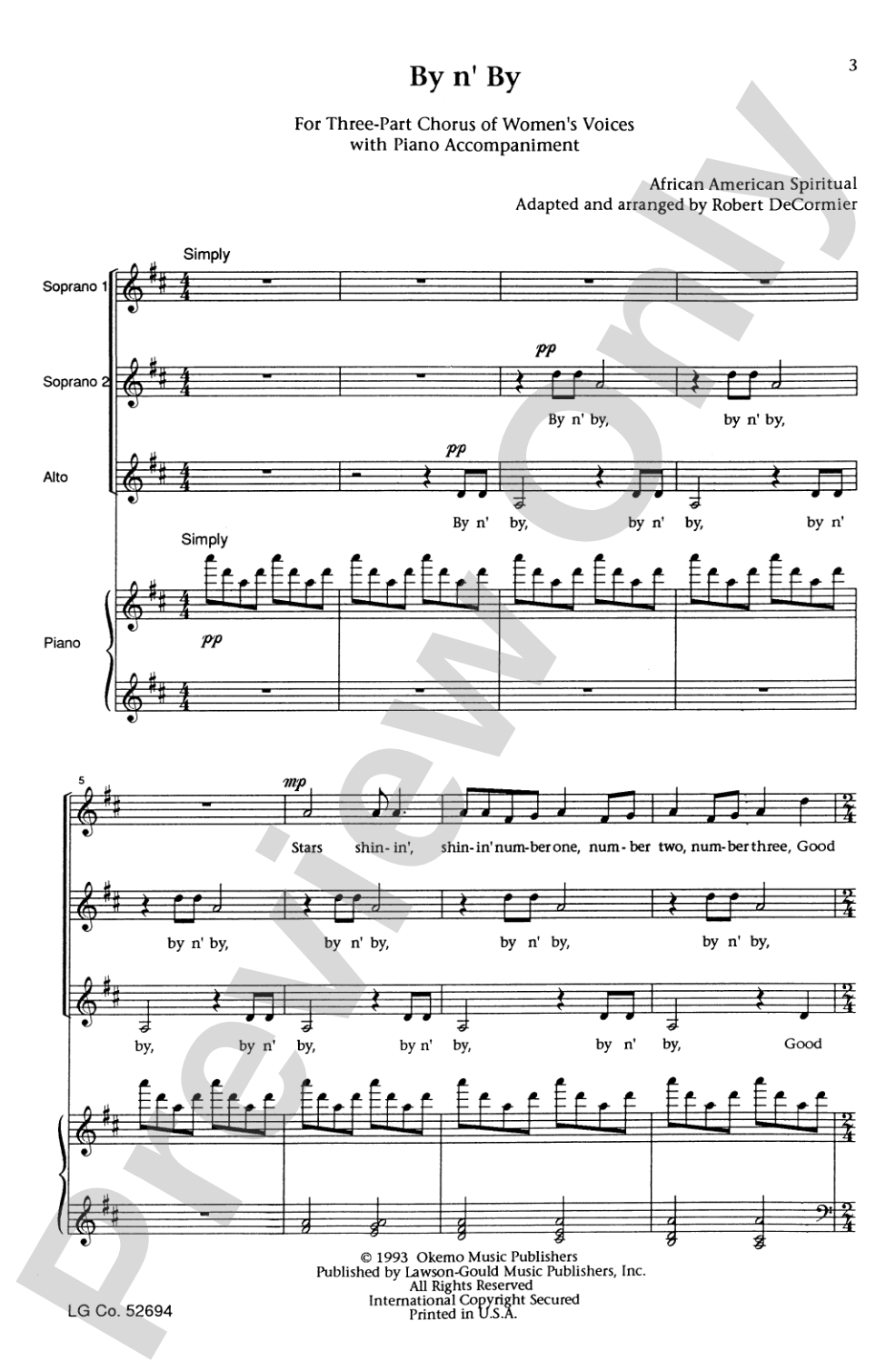 By n' By: SSA Choral Octavo