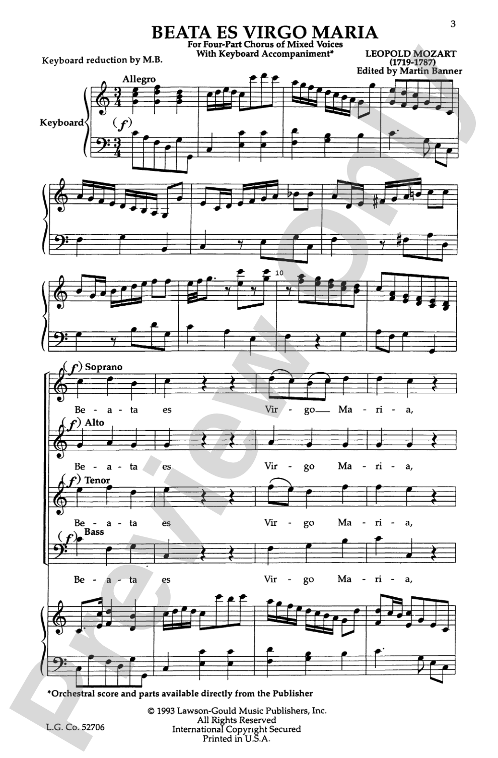 Beata Es Virgo Maria: SATB Choral Octavo