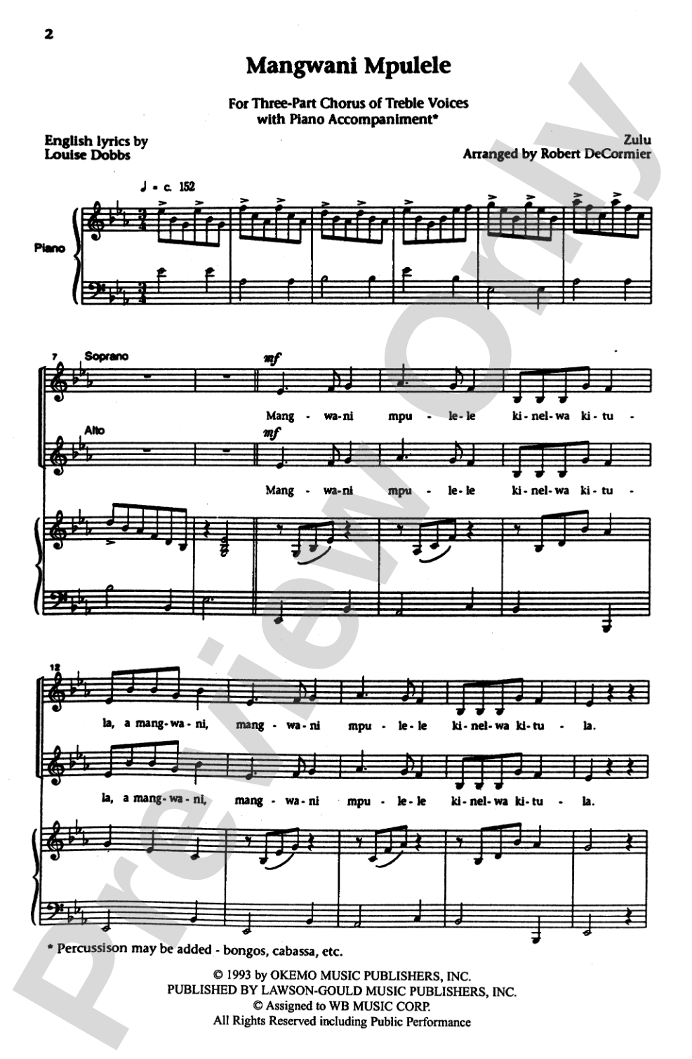 Mangwani Mpulele: SSA Choral Octavo