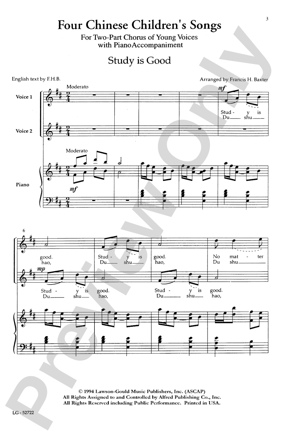 Four Chinese Children's Songs: 2-Part Choral Octavo