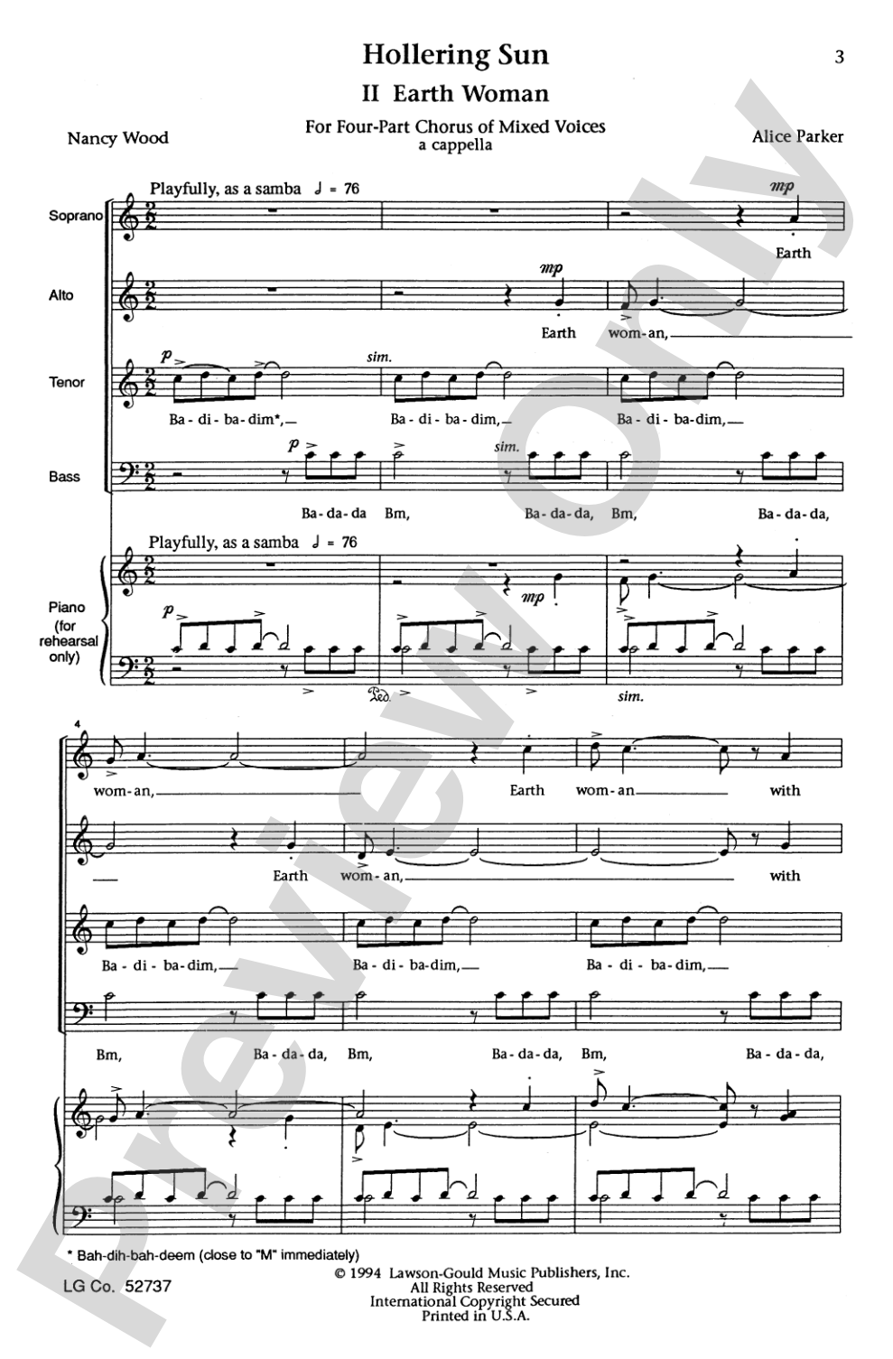 Earth Woman (from <I>Hollering Sun</I>): SATB Choral Octavo