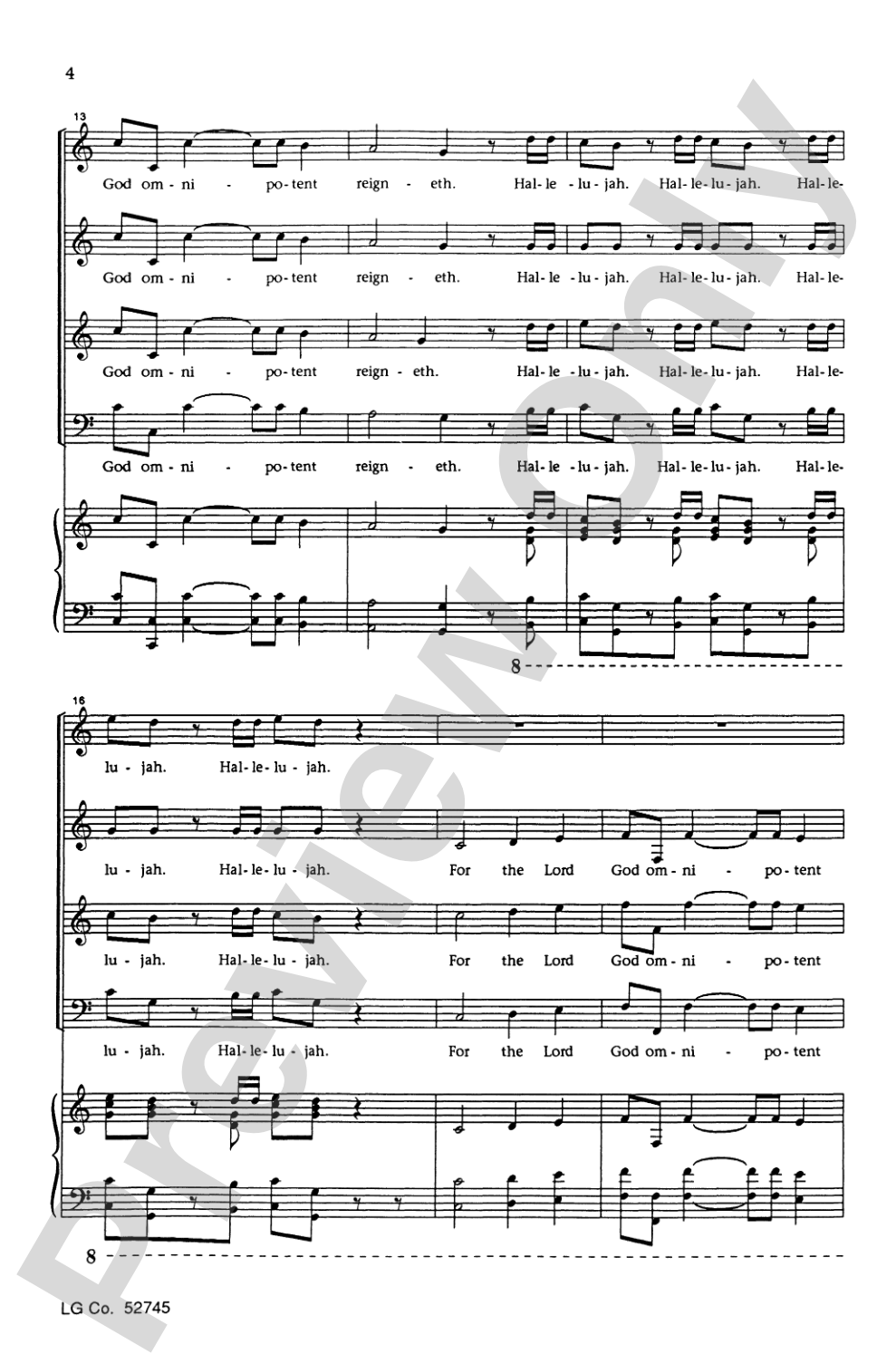 Hallelujah Chorus (Key of C): SATB Choral Octavo