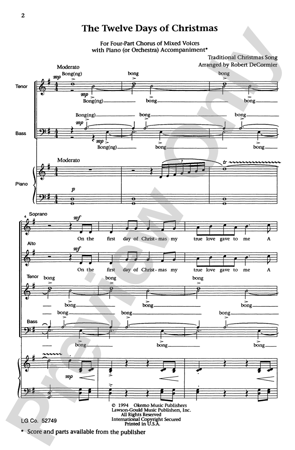 Twelve Days of Christmas: SATB Choral Octavo