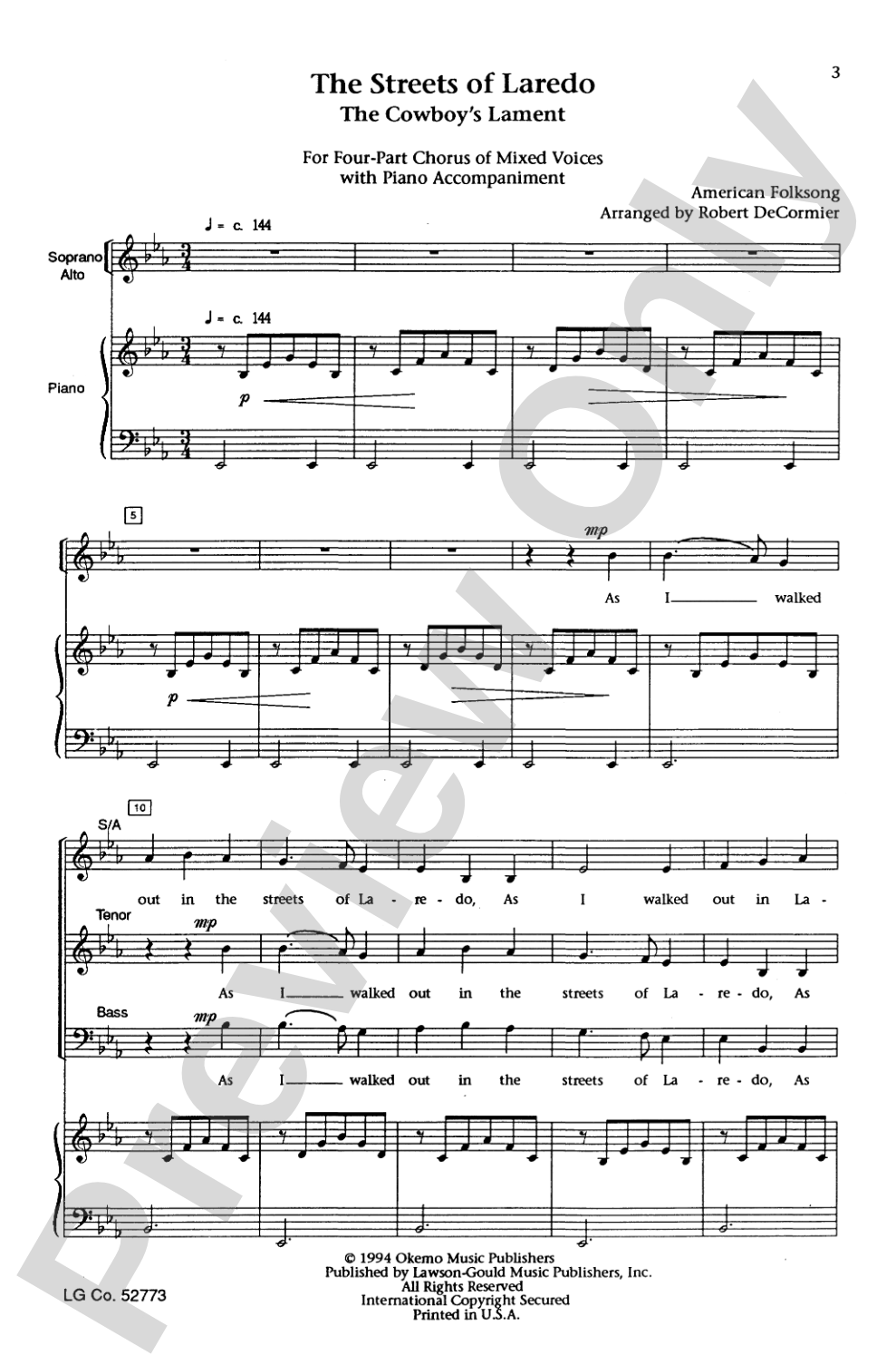 The Streets of Laredo: SATB Choral Octavo