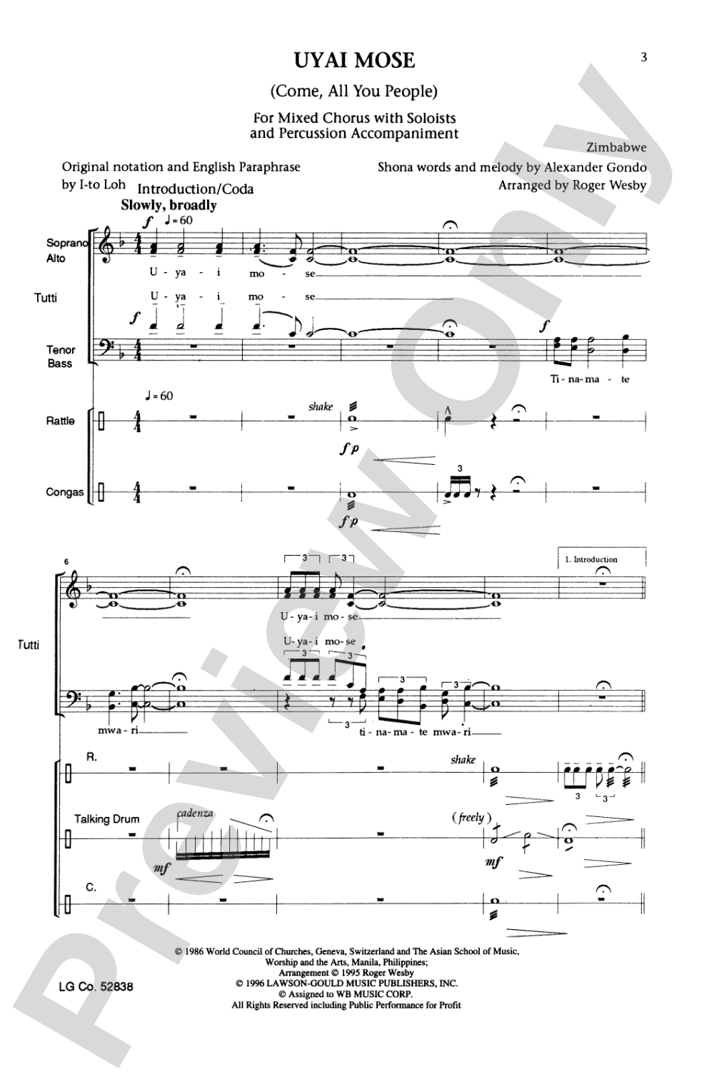 Uyai Mose: SATB Choral Octavo